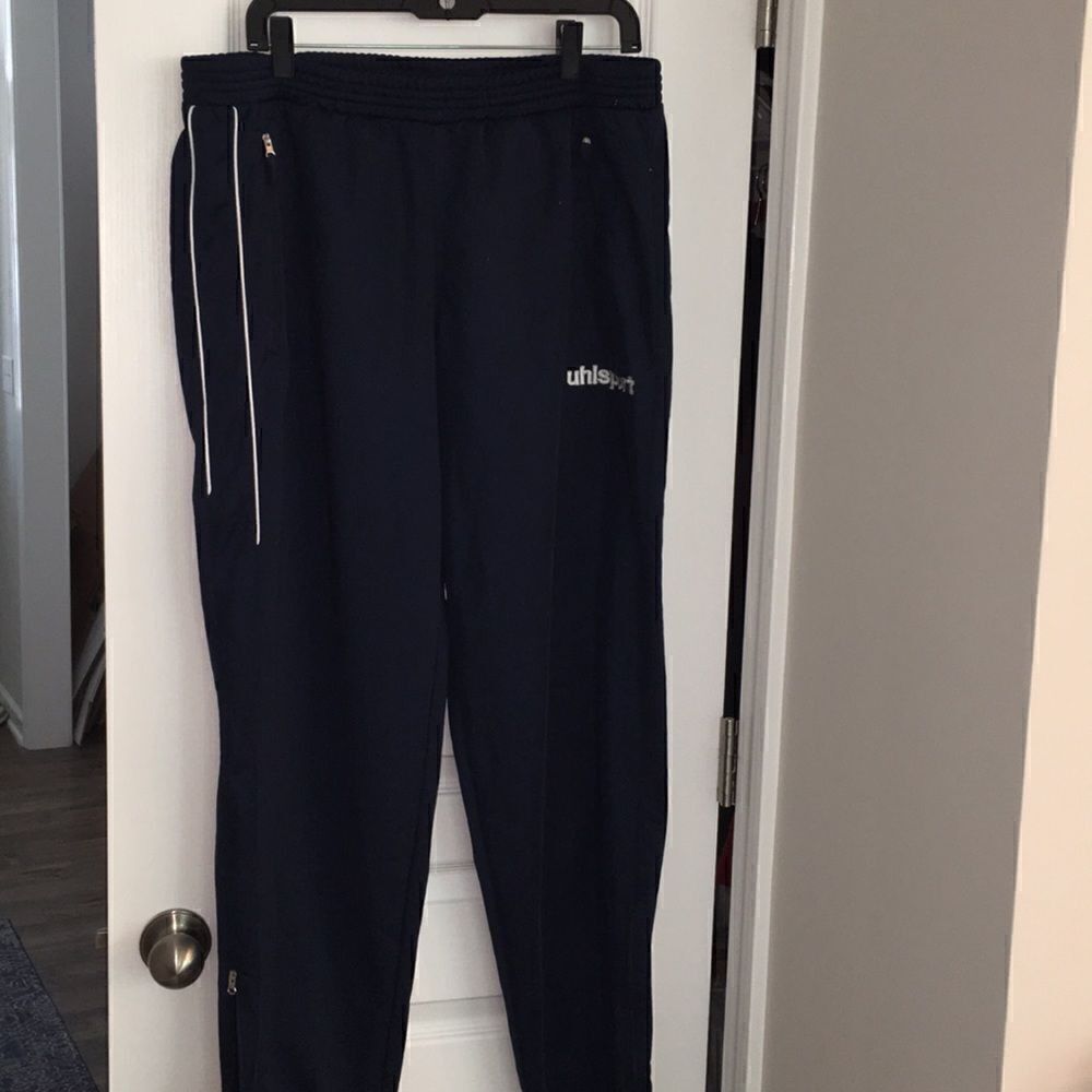 Tapered leg Navy Blue Uhlsport euro ⚽️ soccer jogging goal keeper pants XL